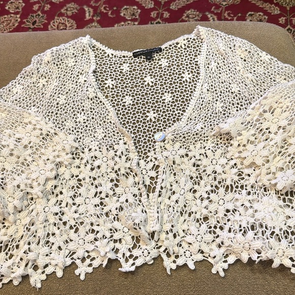Chris Mclaughlin Open Front Crochet Cardigan Size XL White (TD) - Picture 1 of 6